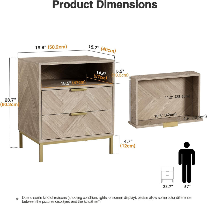 Bedside Table with 3 Drawers Nigntstand for Bedroom