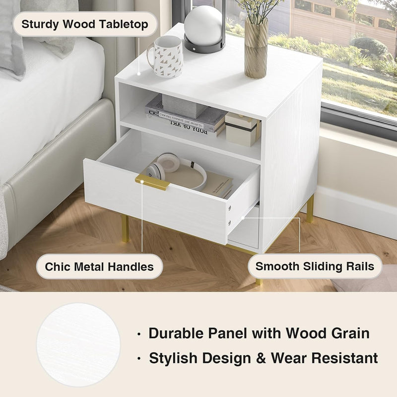 Bedside Table with 3 Drawers Nigntstand for Bedroom