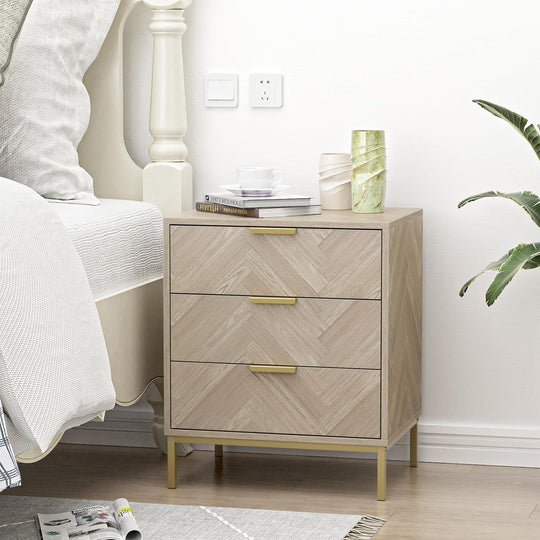 Bedside Table with 3 Drawers Nigntstand for Bedroom