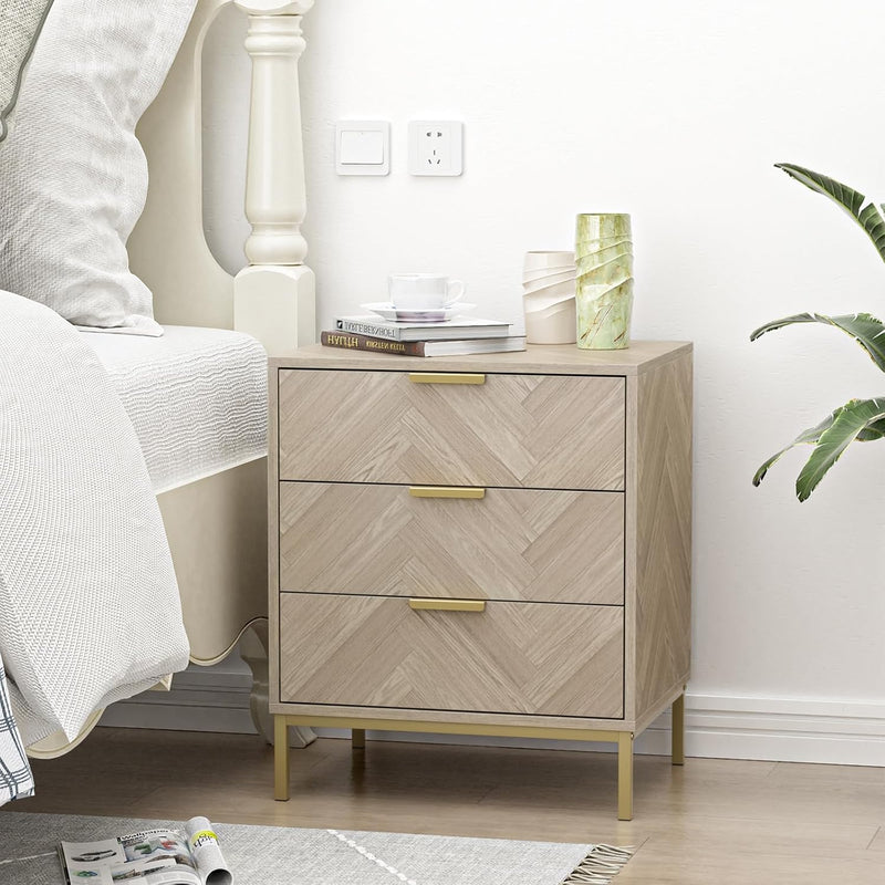 Bedside Table with 3 Drawers Nigntstand for Bedroom