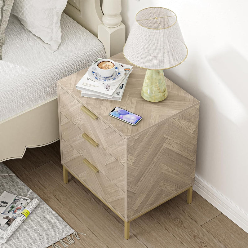 Bedside Table with 3 Drawers Nigntstand for Bedroom