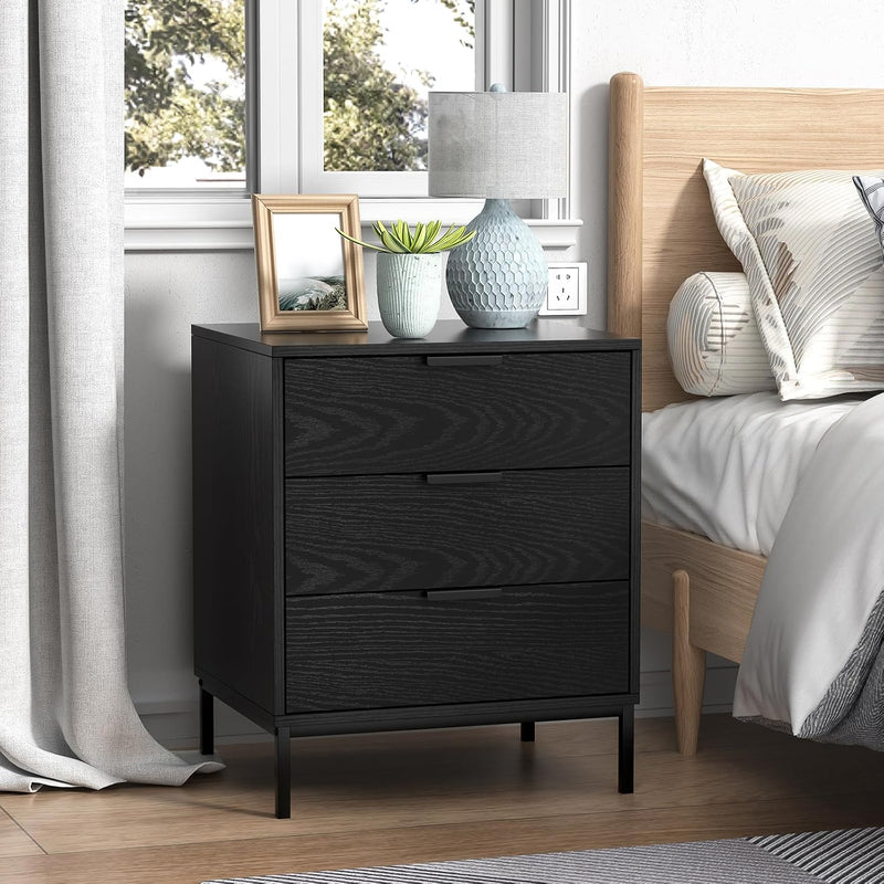 Bedside Table with 3 Drawers Nigntstand for Bedroom