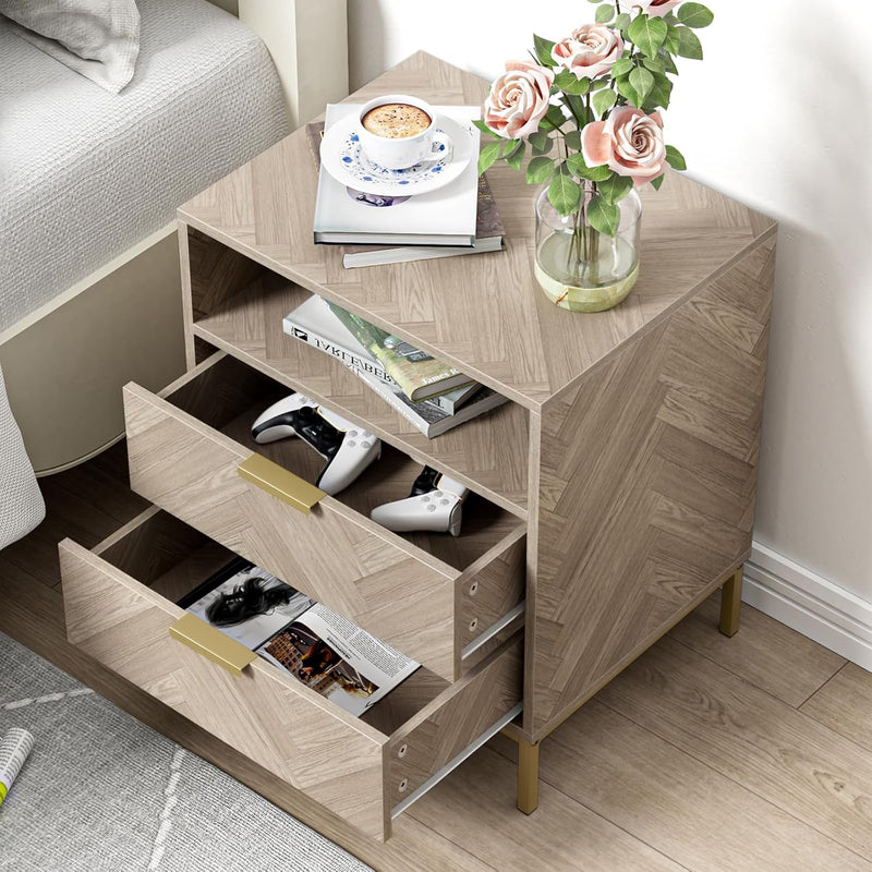 Bedside Table with 3 Drawers Nigntstand for Bedroom