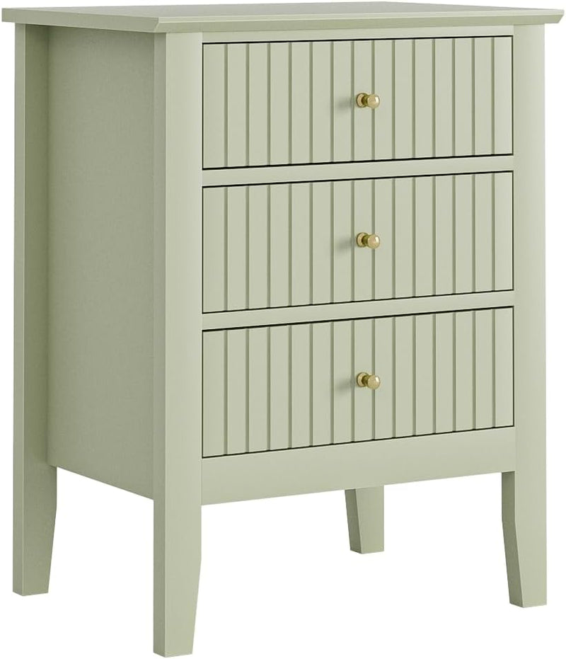 Bedside Table with 3 Drawers Vintage Cabinet Wooden