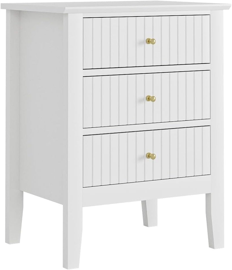 Bedside Table with 3 Drawers Vintage Cabinet Wooden
