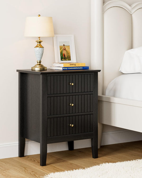 Bedside Table 3 Fluted Drawers