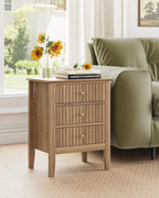 Bedside Table with 3 Drawers Vintage Cabinet Wooden