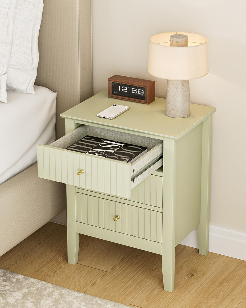Bedside Table with 3 Drawers Vintage Cabinet Wooden