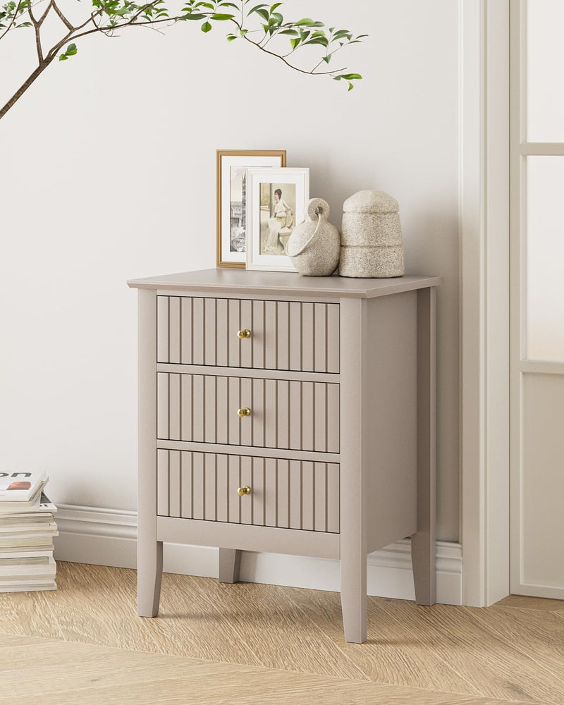 Bedside Table with 3 Drawers Vintage Cabinet Wooden