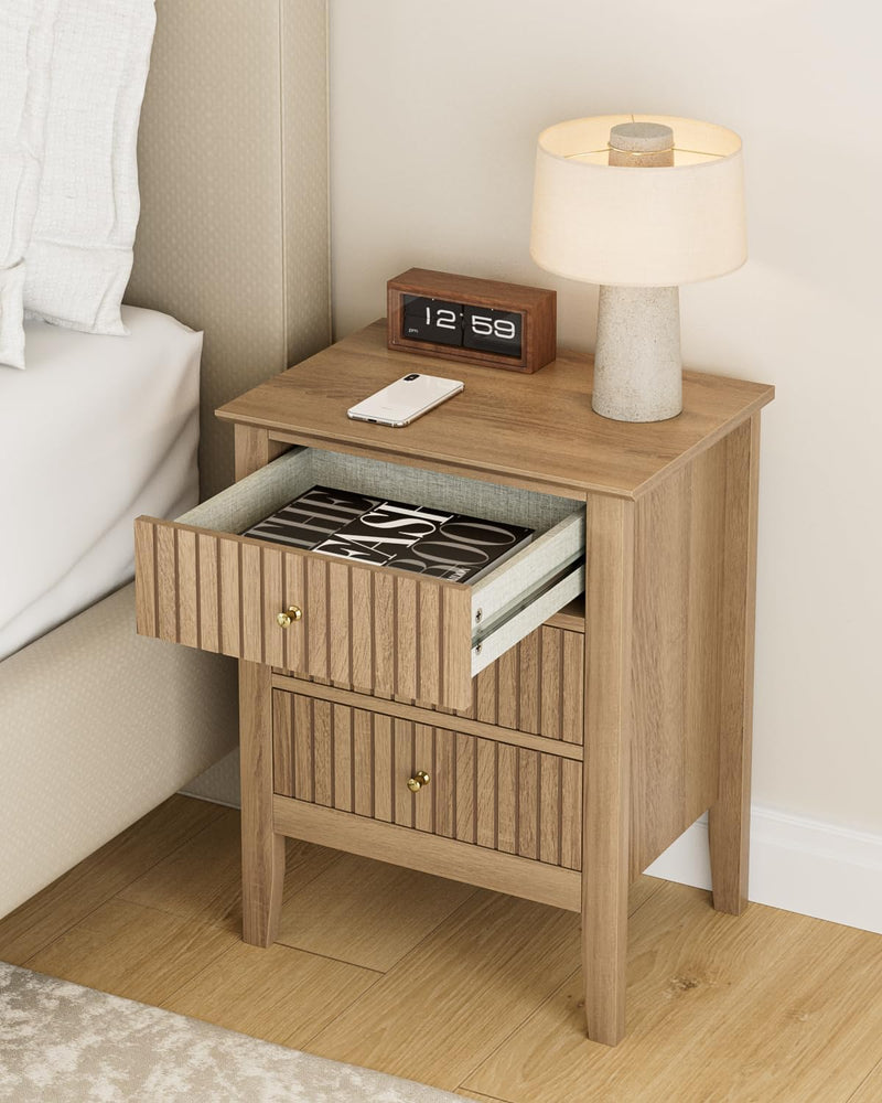 Bedside Table with 3 Drawers Vintage Cabinet Wooden