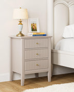 Bedside Table with 3 Drawers Vintage Cabinet Wooden