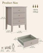 Bedside Table with 3 Drawers Vintage Cabinet Wooden