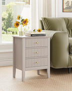 Bedside Table with 3 Drawers Vintage Cabinet Wooden