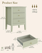 Bedside Table with 3 Drawers Vintage Cabinet Wooden