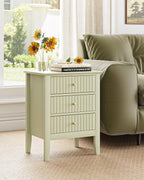 Bedside Table with 3 Drawers Vintage Cabinet Wooden