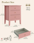 Bedside Table with 3 Drawers Vintage Cabinet Wooden