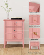 Bedside Table with 3 Drawers Vintage Cabinet Wooden