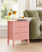 Bedside Table with 3 Drawers Vintage Cabinet Wooden