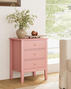 Bedside Table with 3 Drawers Vintage Cabinet Wooden