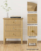 Bedside Table with 3 Drawers Vintage Cabinet Wooden
