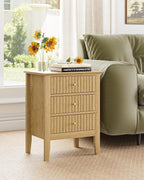 Bedside Table with 3 Drawers Vintage Cabinet Wooden
