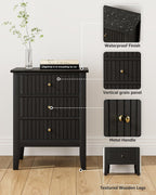 Bedside Table with 3 Drawers Vintage Cabinet Wooden
