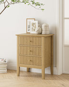 Bedside Table with 3 Drawers Vintage Cabinet Wooden