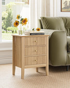 Bedside Table with 3 Drawers Vintage Cabinet Wooden