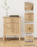 Bedside Table with 3 Drawers Vintage Cabinet Wooden