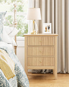 Bedside Table with 3 Drawers Vintage Cabinet Wooden
