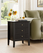 Bedside Table with 3 Drawers Vintage Cabinet Wooden