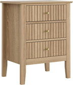 Bedside Table with 3 Drawers Vintage Cabinet Wooden