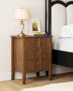 Bedside Table with 3 Drawers Vintage Cabinet Wooden