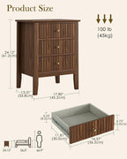Bedside Table with 3 Drawers Vintage Cabinet Wooden
