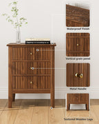 Bedside Table with 3 Drawers Vintage Cabinet Wooden