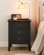 Bedside Table with 3 Drawers Vintage Cabinet Wooden