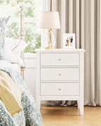 Bedside Table with 3 Drawers Vintage Cabinet Wooden