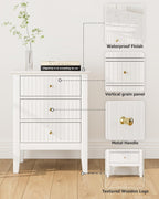 Bedside Table with 3 Drawers Vintage Cabinet Wooden