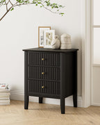 Bedside Table with 3 Drawers Vintage Cabinet Wooden