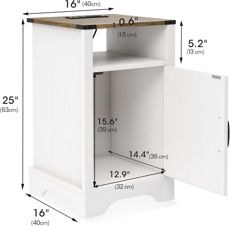 Bedside Table with Charging Station 2 Ac Outlets