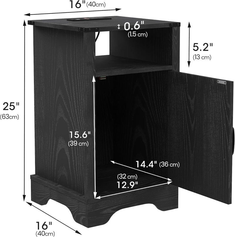 Bedside Table with Charging Station 2 Ac Outlets