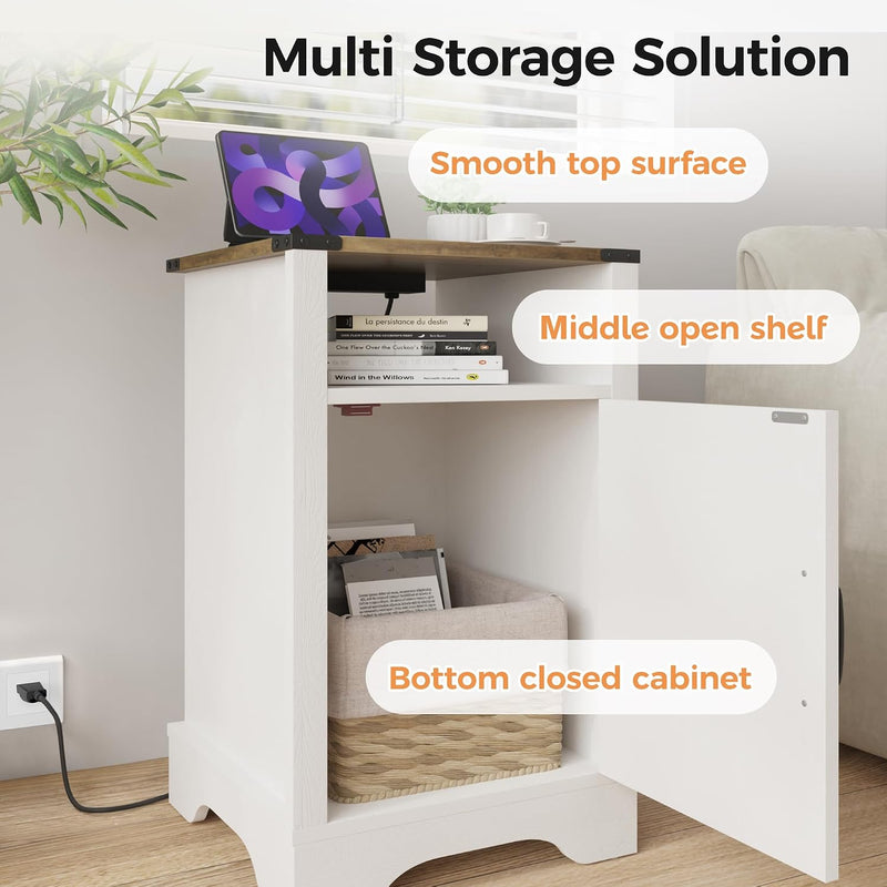 Bedside Table with Charging Station 2 Ac Outlets