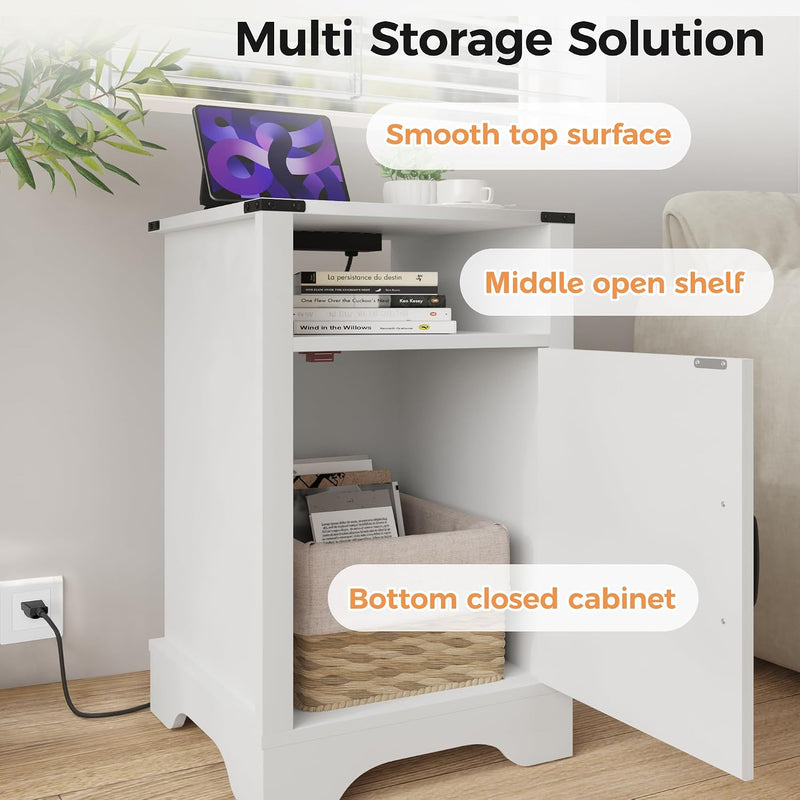 Bedside Table with Charging Station 2 Ac Outlets