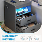 Bedside Table with Charging Station 2 Ac Outlets