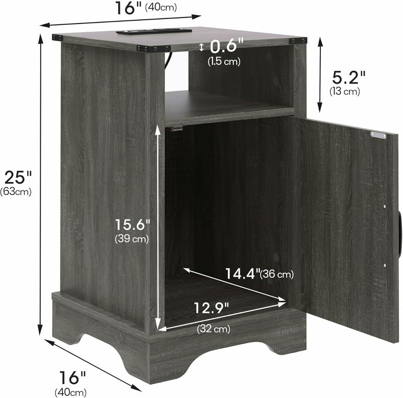 Bedside Table with Charging Station 2 Ac Outlets
