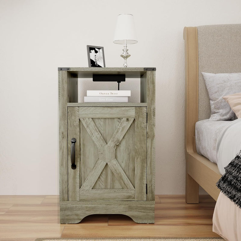 Bedside Table with Charging Station 2 Ac Outlets