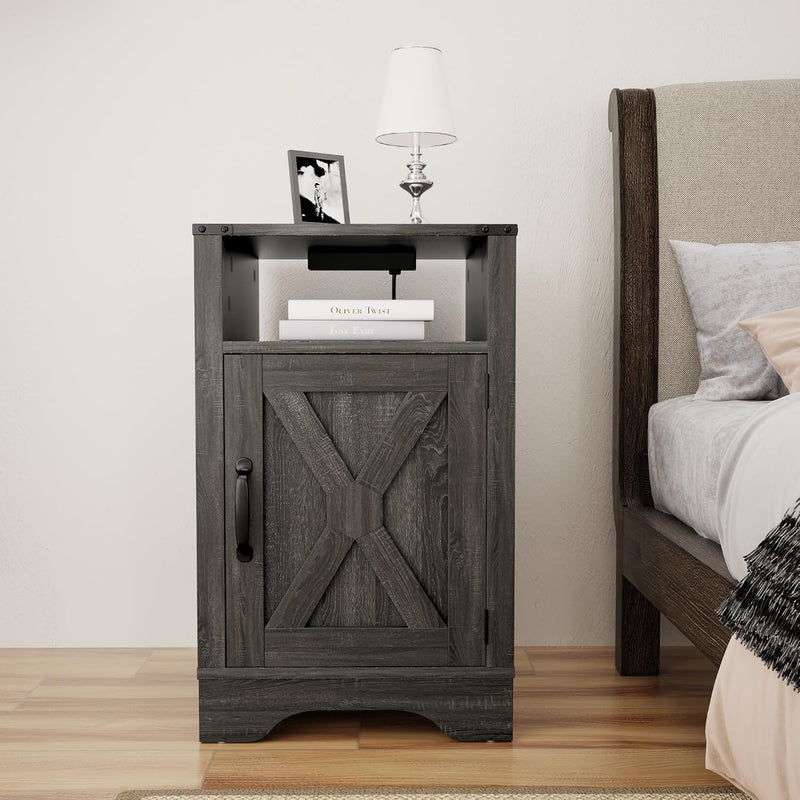 Bedside Table with Charging Station 2 Ac Outlets