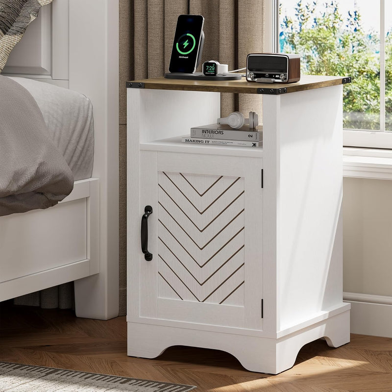 Bedside Table with Charging Station 2 Ac Outlets