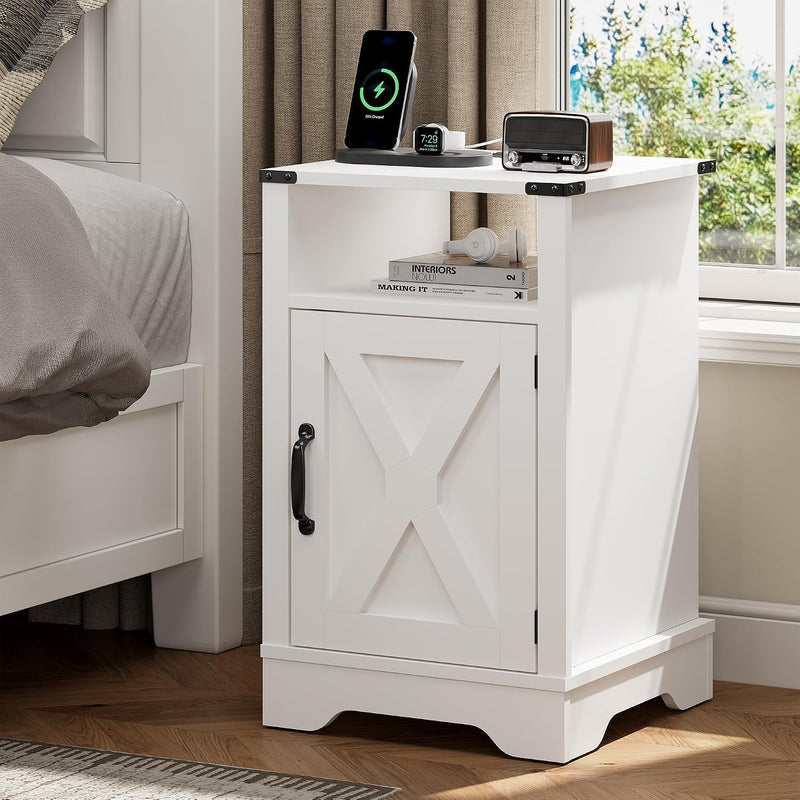 Bedside Table with Charging Station 2 Ac Outlets