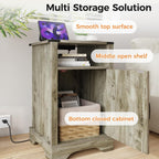 Bedside Table with Charging Station 2 Ac Outlets